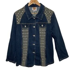Ameri Mode Jean Jacket S Womens Rhinestone Bling Embellished Denim Cowgirl